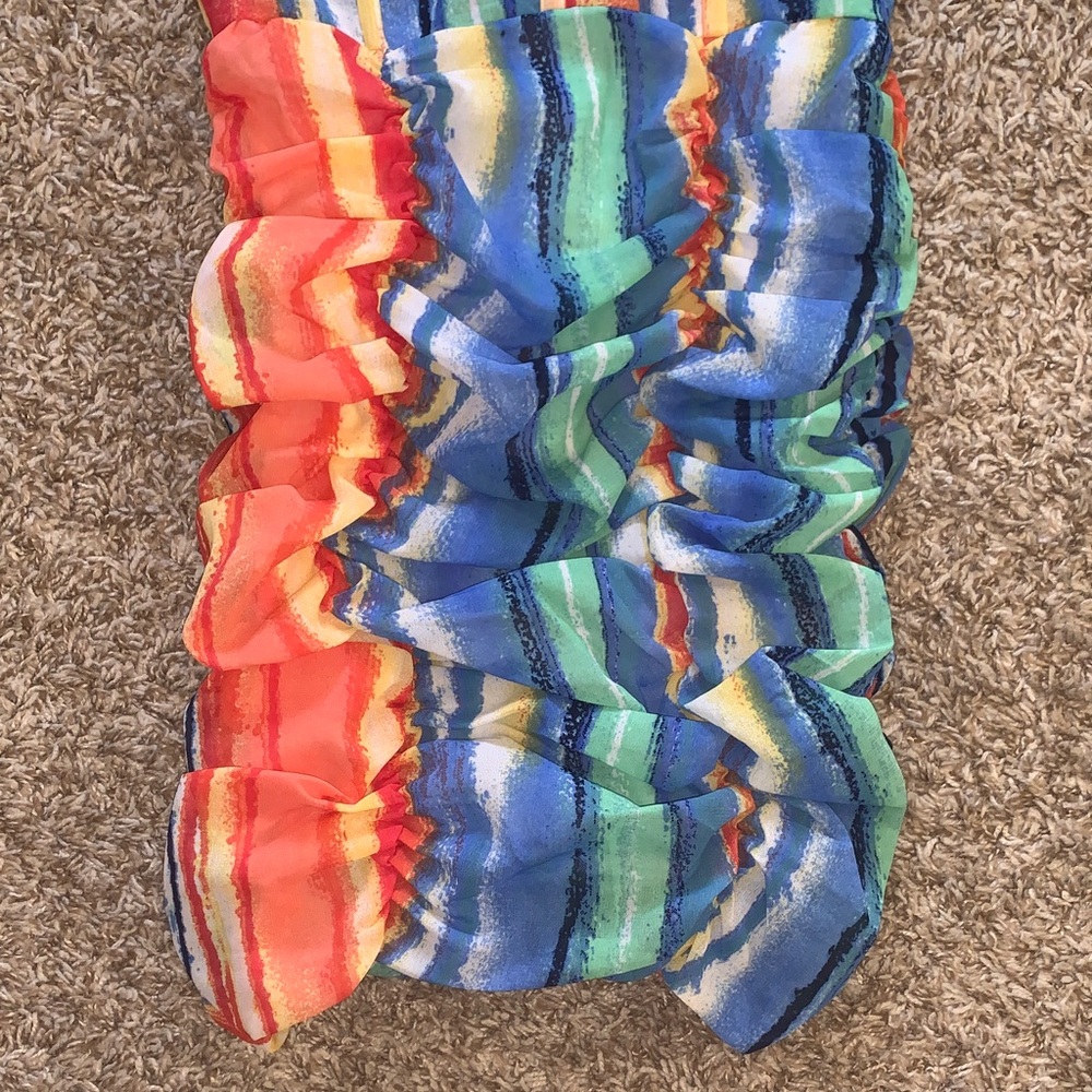 NWT Girl Soul Colorful Striped Ruched Bodycon Mini Vacation Party Dress Small - Picture 4 of 10